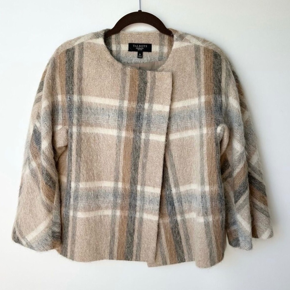 Talbots Plaid Blazer in Beige and Gray